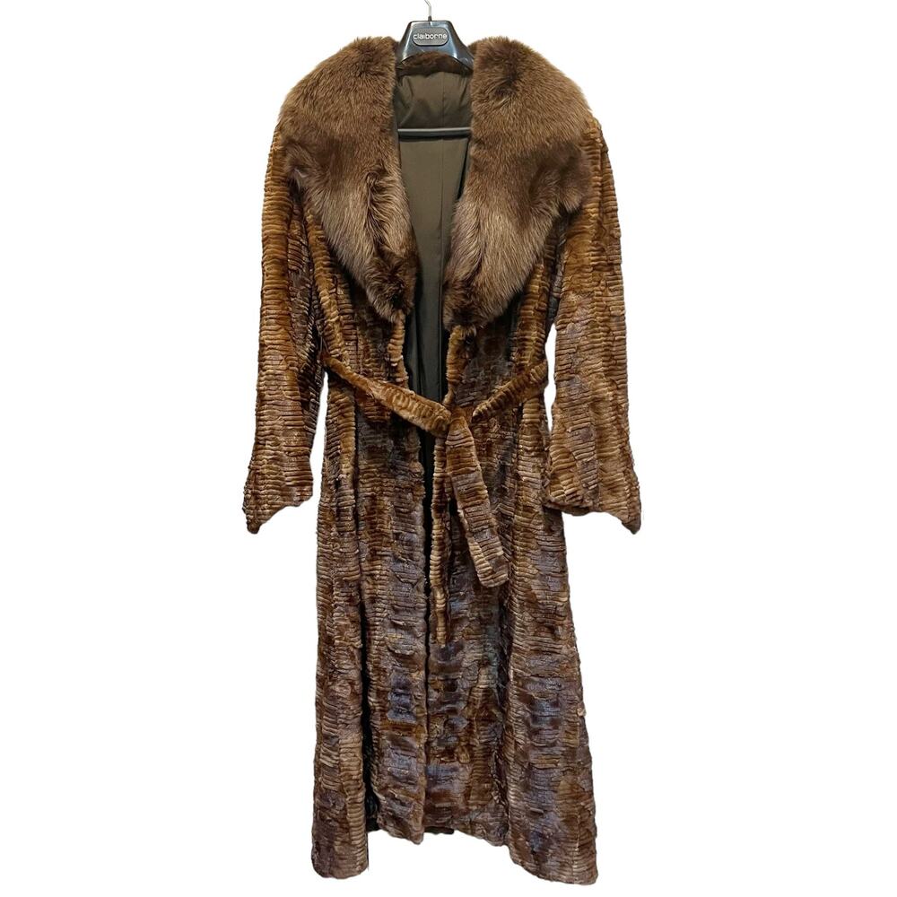 Vintage Filimegas Brown Mink Long Fur Winter Coat Size Medium